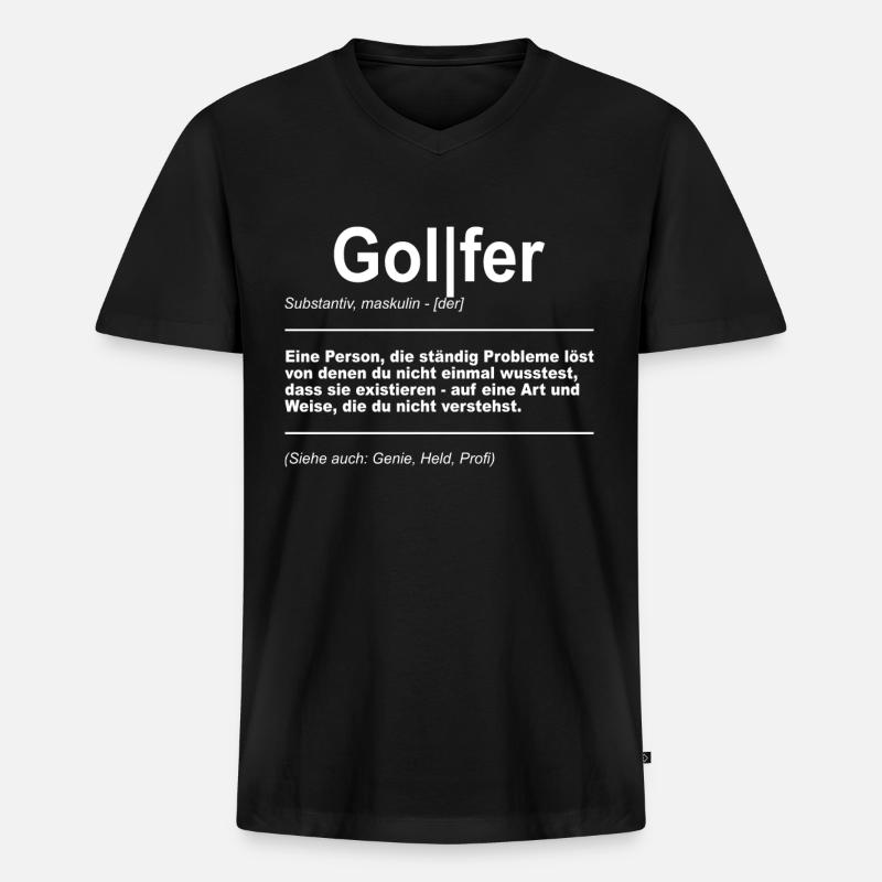 Golfer Golf Golfspieler Definition - Männer Premium Bio T-Shirt mit V-Ausschnitt - Schwarz