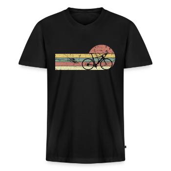 Gravelbike Gravel Rennrad Fahrrad - Männer Premium Bio T-Shirt mit V-Ausschnitt - Schwarz - Vorne - Nico (187cm)
