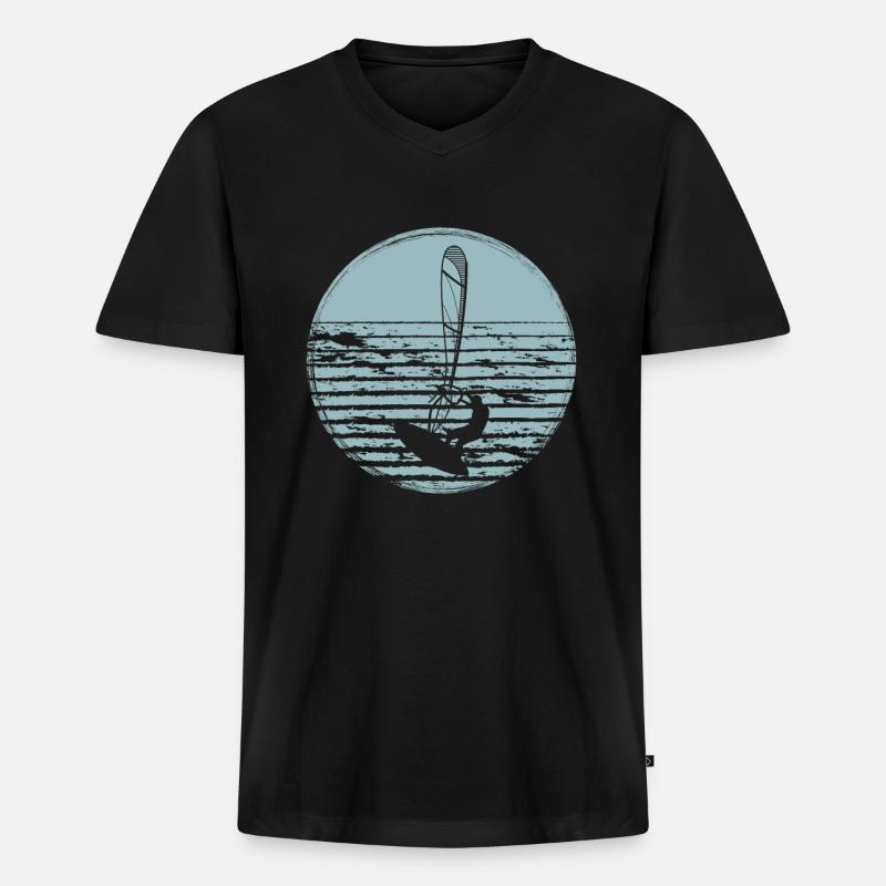 Windsurfen Windsurfer - Männer Premium Bio T-Shirt mit V-Ausschnitt - Schwarz