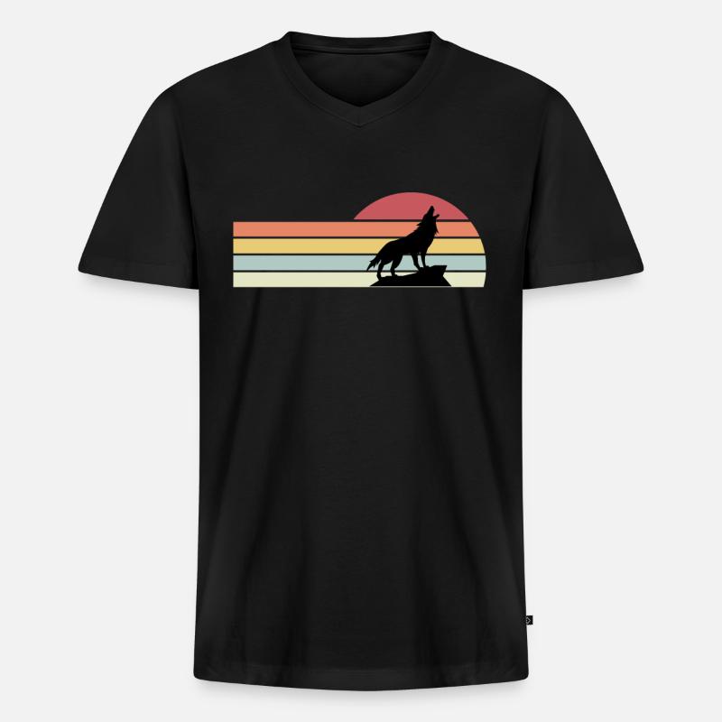 Wolf Rudel Tier Wölfe - Männer Premium Bio T-Shirt mit V-Ausschnitt - Schwarz