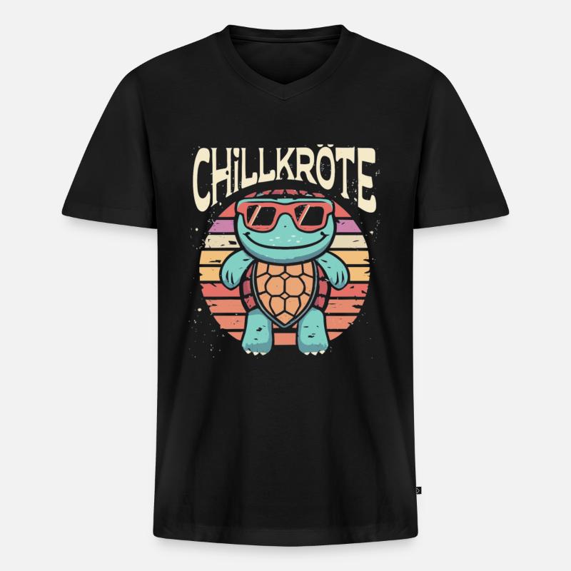 Relaxte Schildkröten Chillkröte - Männer Premium Bio T-Shirt mit V-Ausschnitt - Schwarz