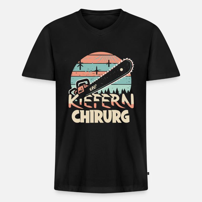 Kiefernchirurg - Männer Premium Bio T-Shirt mit V-Ausschnitt - Schwarz
