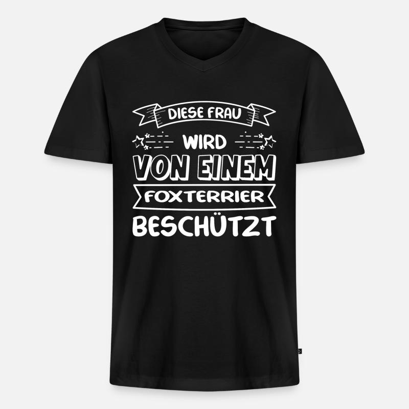 Foxterrier Frau - Foxterrier - Männer Premium Bio T-Shirt mit V-Ausschnitt - Schwarz