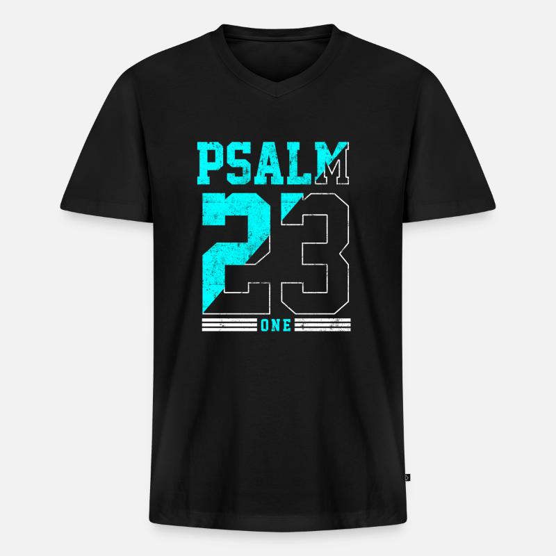 psalm 23 bibel jesus - Männer Premium Bio T-Shirt mit V-Ausschnitt - Schwarz