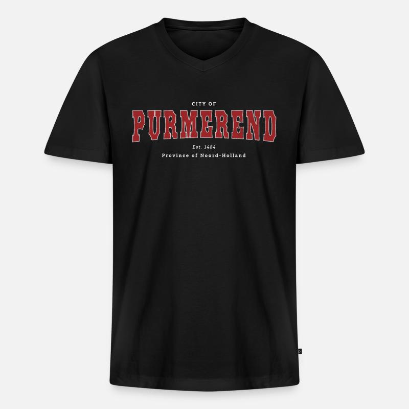 Purmerend - Männer Premium Bio T-Shirt mit V-Ausschnitt - Schwarz