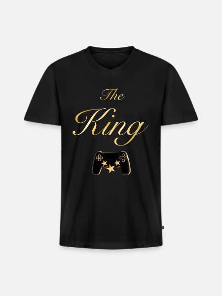 The King - Men's Premium Organic T-shirt with V-neck - black