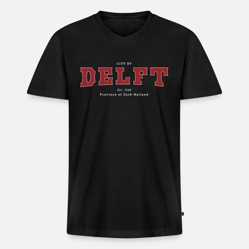 Delft - Männer Premium Bio T-Shirt mit V-Ausschnitt - Schwarz