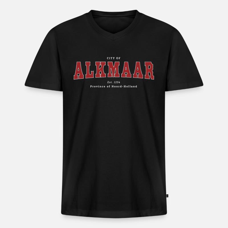 Alkmaar - Männer Premium Bio T-Shirt mit V-Ausschnitt - Schwarz