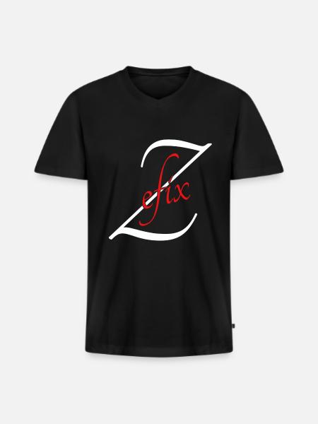Zefix - Männer Premium Bio T-Shirt mit V-Ausschnitt - Schwarz