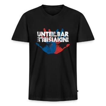 #Unteilbar Shirt Solidarity instead of exclusion - Men's Premium Organic T-shirt with V-neck - black - Front - Nico (187cm)