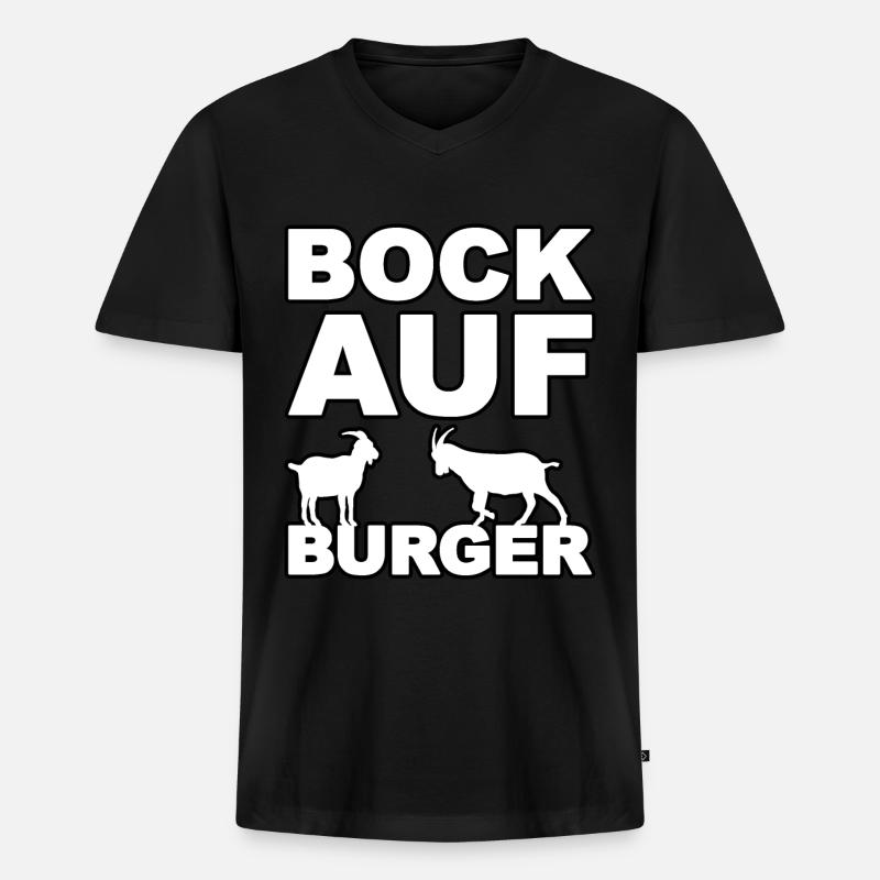 Bock auf Burger - Männer Premium Bio T-Shirt mit V-Ausschnitt - Schwarz
