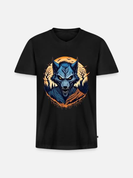 Gruseliges Halloween-partykostüm Werwolf - Men's Premium Organic T-shirt with V-neck - black