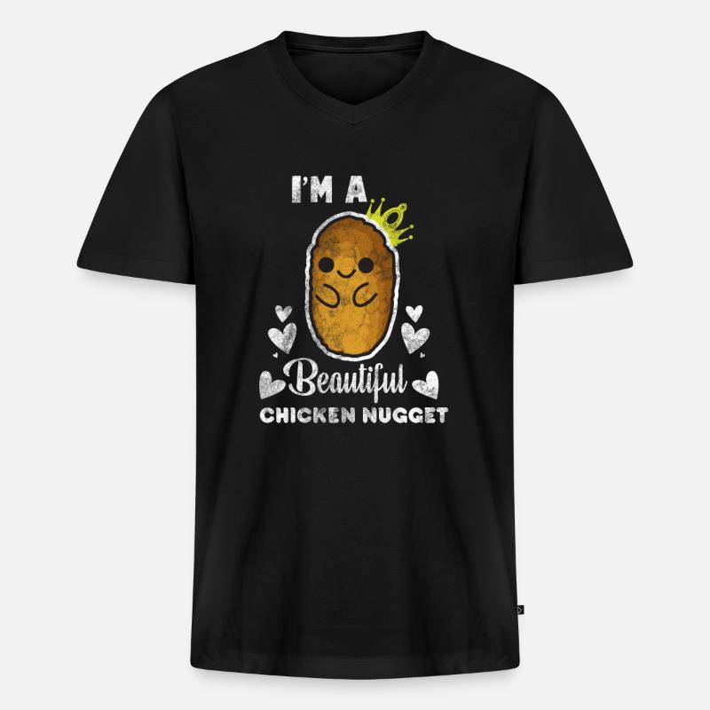 Chicken Nugget - Männer Premium Bio T-Shirt mit V-Ausschnitt - Schwarz