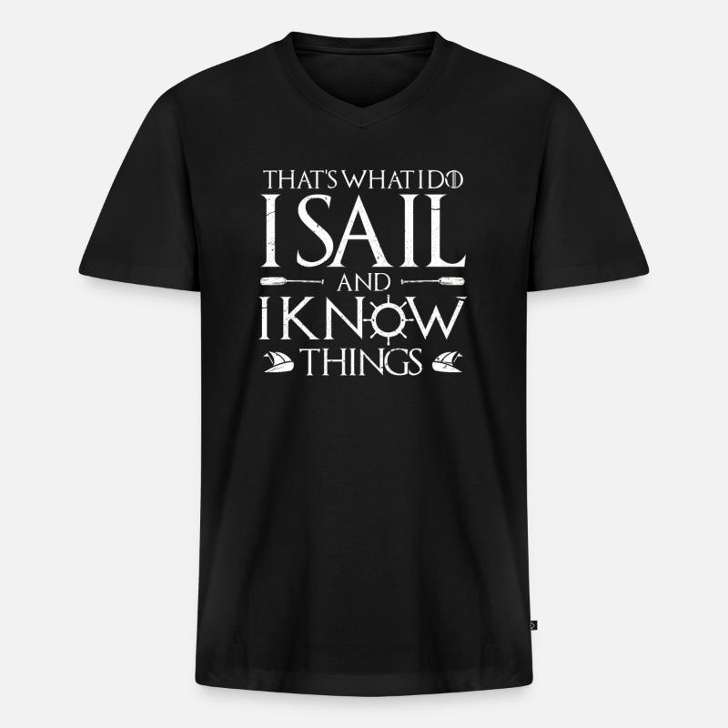 Segelboot - Männer Premium Bio T-Shirt mit V-Ausschnitt - Schwarz