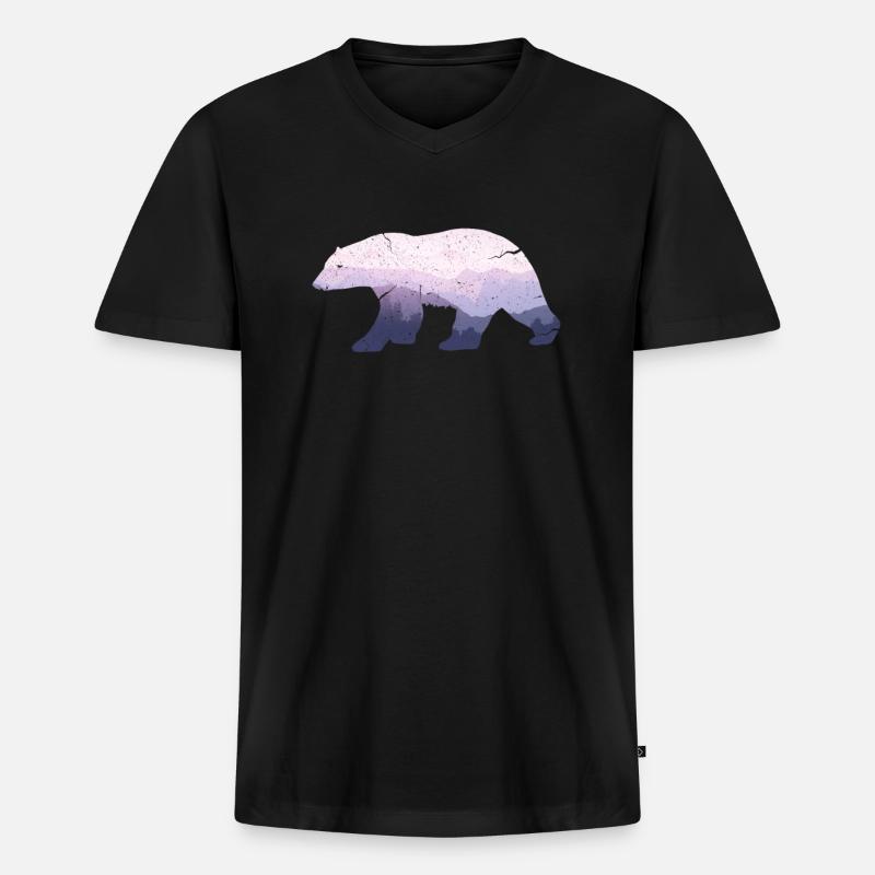 Bär - Männer Premium Bio T-Shirt mit V-Ausschnitt - Schwarz