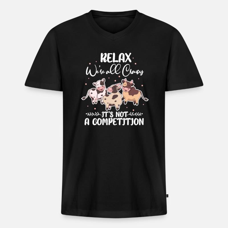 Kühe - Männer Premium Bio T-Shirt mit V-Ausschnitt - Schwarz