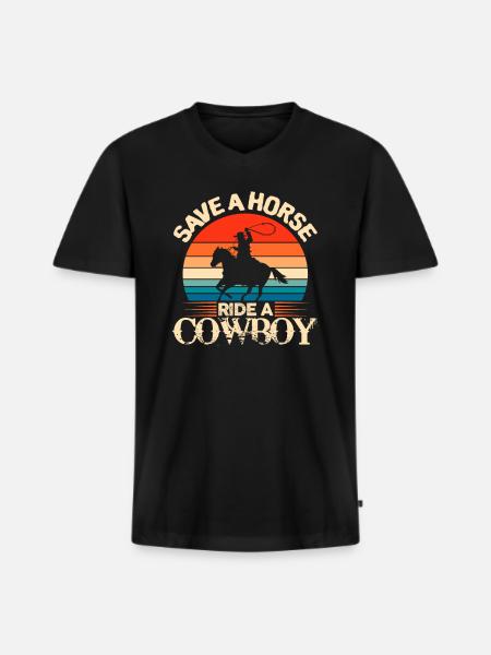 cowboy - Men's Premium Organic T-shirt with V-neck - black