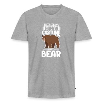 Bär Kostüm Bären Braunbär Halloween Geschenk - Männer Premium Bio T-Shirt mit V-Ausschnitt - Grau meliert - Vorne
