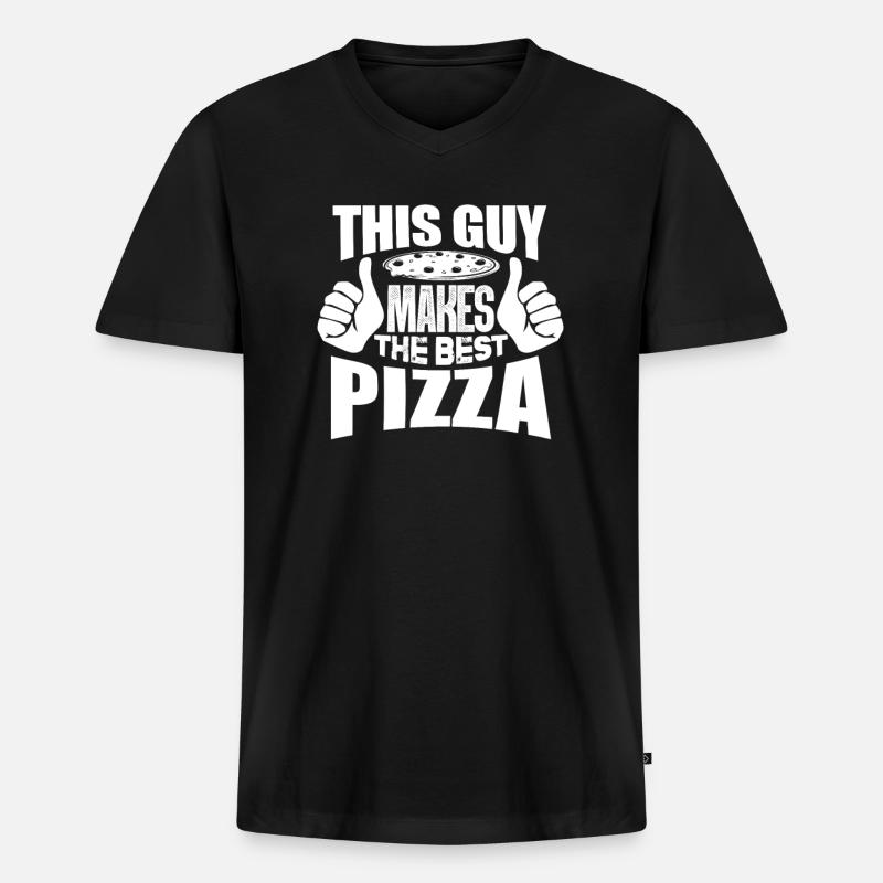 Pizza - Männer Premium Bio T-Shirt mit V-Ausschnitt - Schwarz