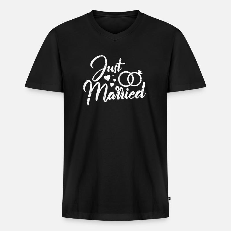 Hochzeit - Männer Premium Bio T-Shirt mit V-Ausschnitt - Schwarz