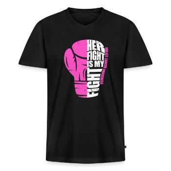 Brustkrebs Breast Cancer Brust Krebs Geschenk - Männer Premium Bio T-Shirt mit V-Ausschnitt - Schwarz - Vorne - Nico (187cm)
