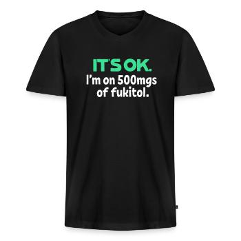 sarcasm - Men's Premium Organic T-shirt with V-neck - black - Front - Nico (187cm)