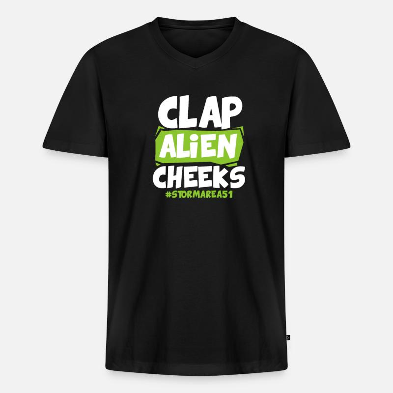 Storm Area 51 - Männer Premium Bio T-Shirt mit V-Ausschnitt - Schwarz