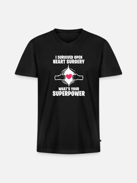 Heart surgery - Men's Premium Organic T-shirt with V-neck - black