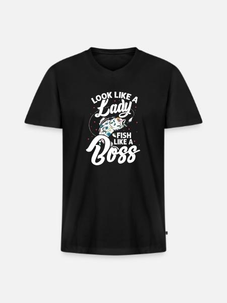 pêcheuse - T-shirt encolure en V Premium bio Homme - noir