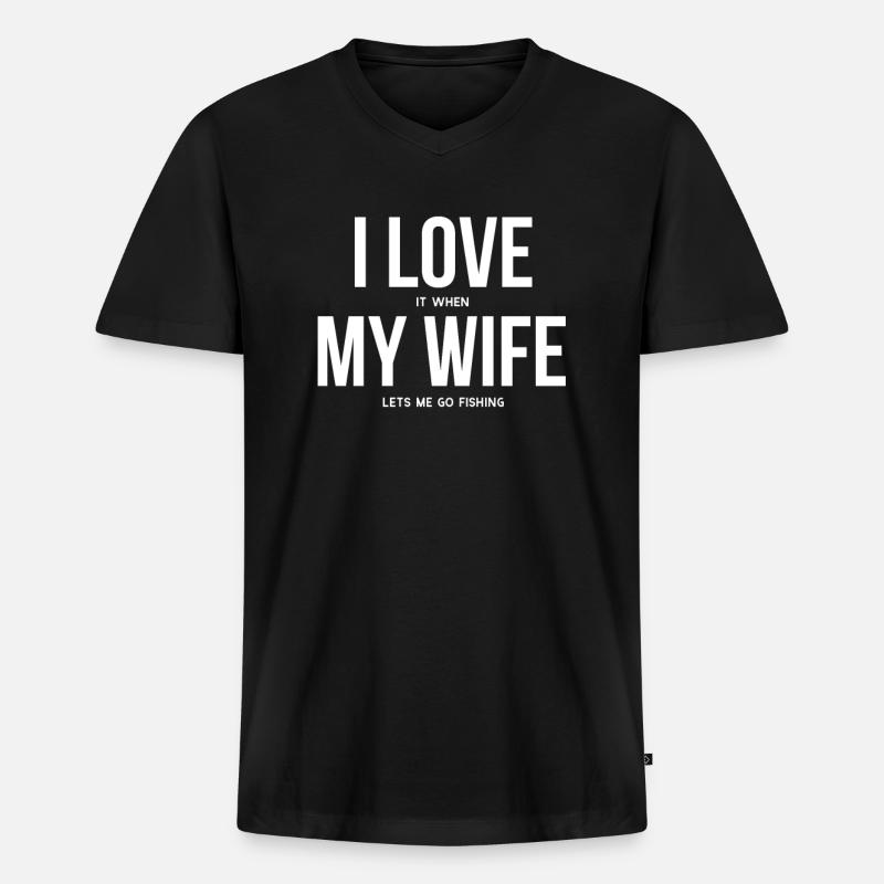 Angler Ehemann - Männer Premium Bio T-Shirt mit V-Ausschnitt - Schwarz