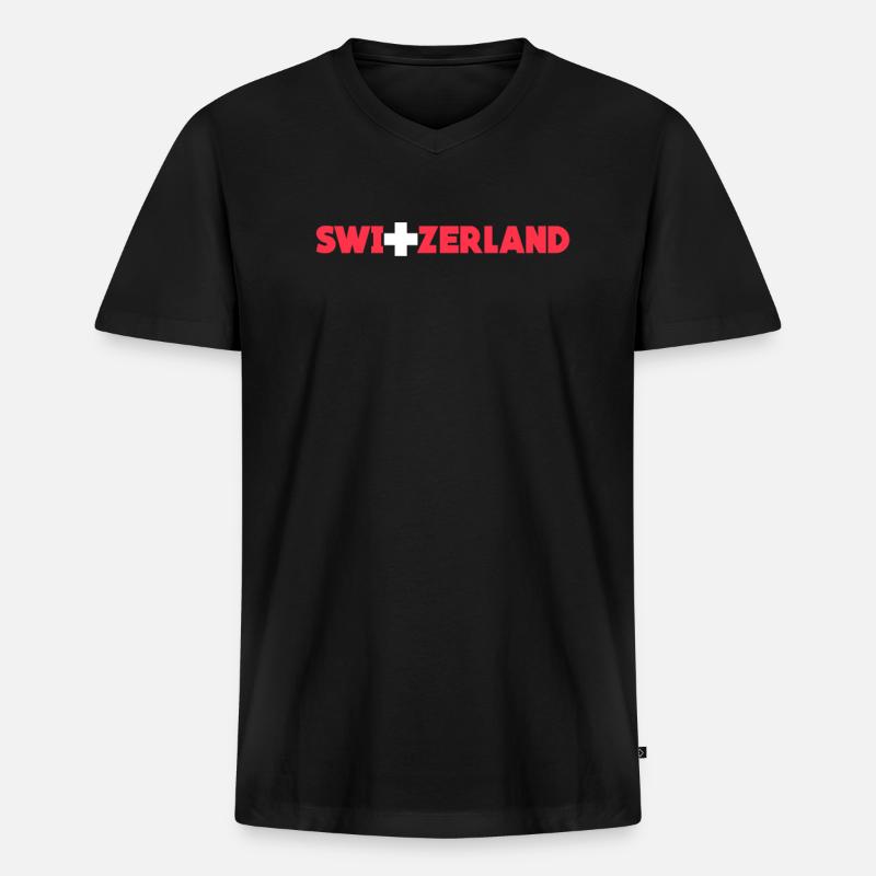 Schweiz - Männer Premium Bio T-Shirt mit V-Ausschnitt - Schwarz