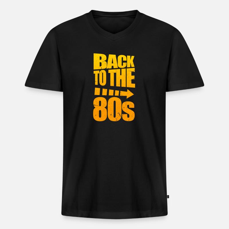 80er - Männer Premium Bio T-Shirt mit V-Ausschnitt - Schwarz