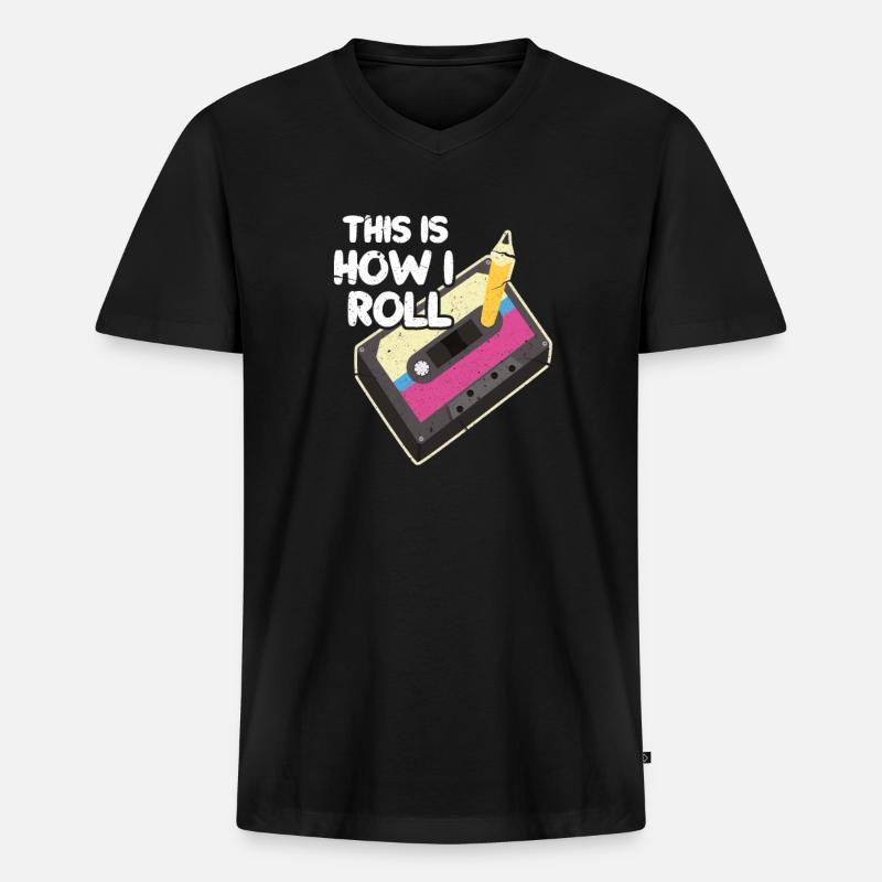 90er Jahre - Männer Premium Bio T-Shirt mit V-Ausschnitt - Schwarz