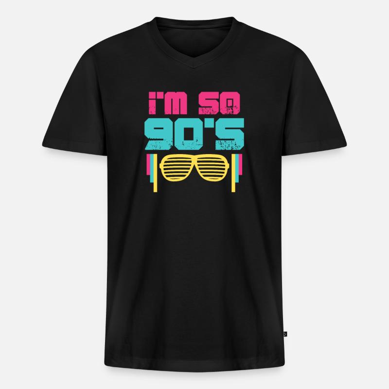 90er Jahre - Männer Premium Bio T-Shirt mit V-Ausschnitt - Schwarz