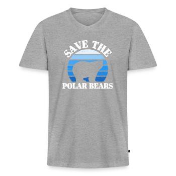 Eisbär - Männer Premium Bio T-Shirt mit V-Ausschnitt - Grau meliert - Vorne