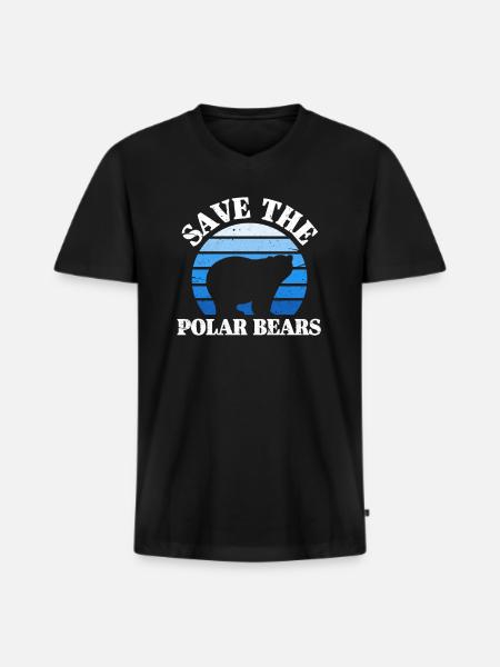 Eisbär - Männer Premium Bio T-Shirt mit V-Ausschnitt - Schwarz