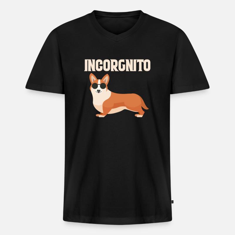 Corgi - Männer Premium Bio T-Shirt mit V-Ausschnitt - Schwarz