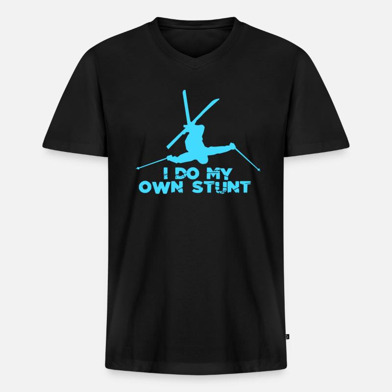 Skiurlaub - Männer Premium Bio T-Shirt mit V-Ausschnitt - Schwarz