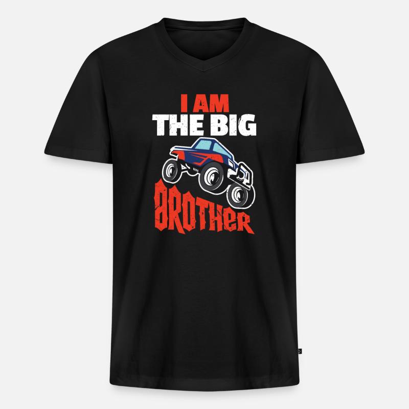Grosser Bruder - Männer Premium Bio T-Shirt mit V-Ausschnitt - Schwarz