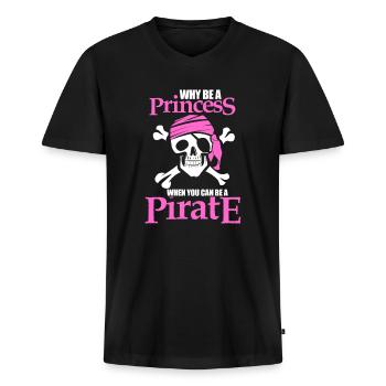 Pirat Pirate Piraten Prinzessin Piraterie Mädchen - Männer Premium Bio T-Shirt mit V-Ausschnitt - Schwarz - Vorne - Nico (187cm)