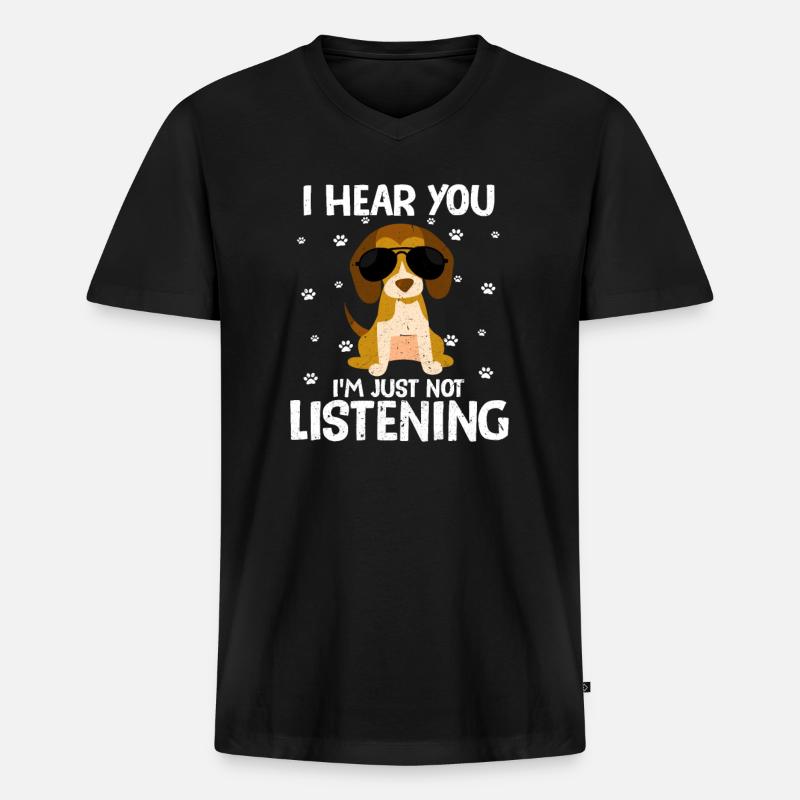 Beagle - Männer Premium Bio T-Shirt mit V-Ausschnitt - Schwarz