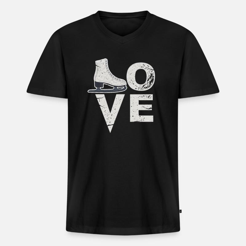 Eiskunstlauf - Männer Premium Bio T-Shirt mit V-Ausschnitt - Schwarz