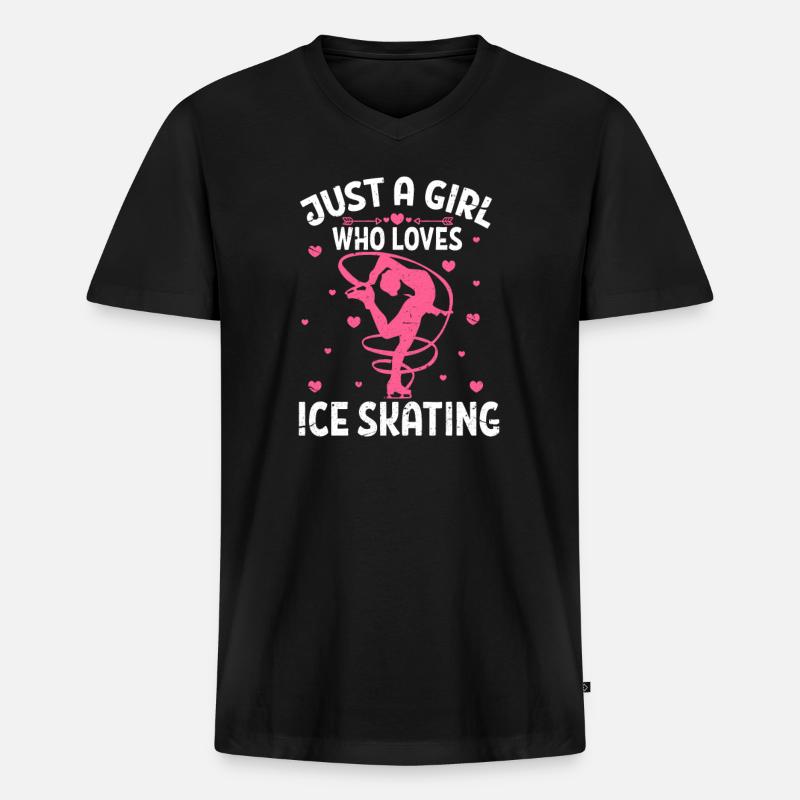 Eiskunstlauf - Männer Premium Bio T-Shirt mit V-Ausschnitt - Schwarz