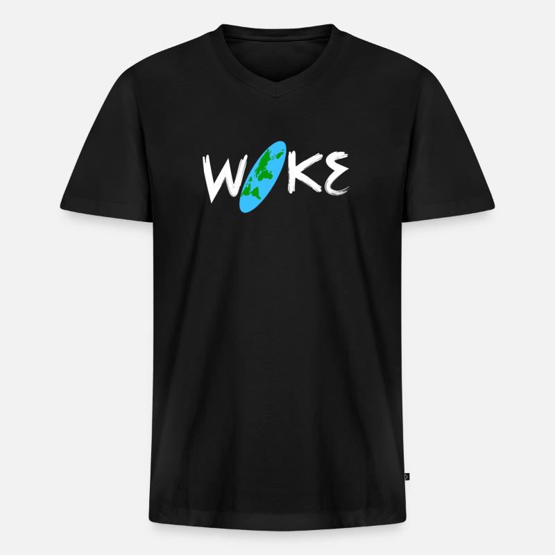 Flat Earth - Männer Premium Bio T-Shirt mit V-Ausschnitt - Schwarz