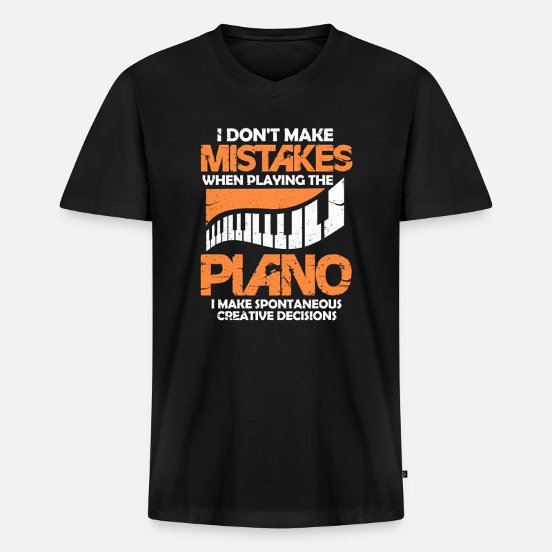 Piano - Männer Premium Bio T-Shirt mit V-Ausschnitt - Schwarz