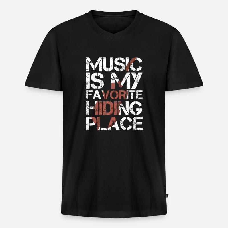Violine - Männer Premium Bio T-Shirt mit V-Ausschnitt - Schwarz