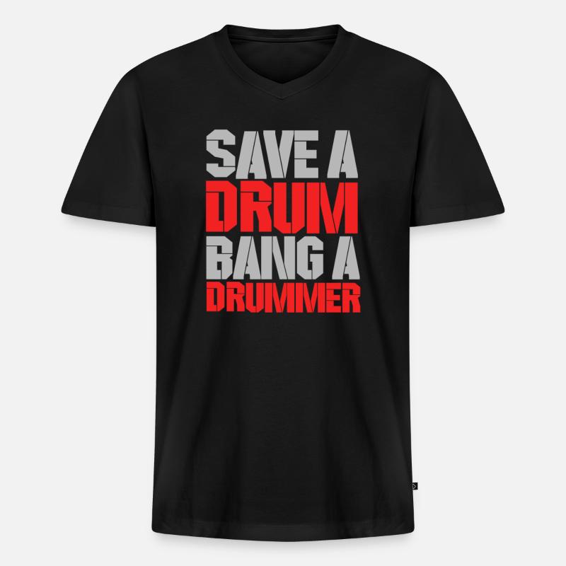 Drummer - Männer Premium Bio T-Shirt mit V-Ausschnitt - Schwarz