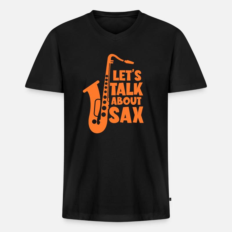Saxophone - Männer Premium Bio T-Shirt mit V-Ausschnitt - Schwarz