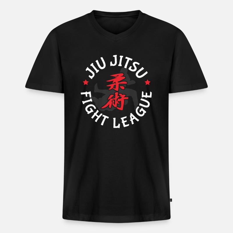 Jiujitsu - Männer Premium Bio T-Shirt mit V-Ausschnitt - Schwarz