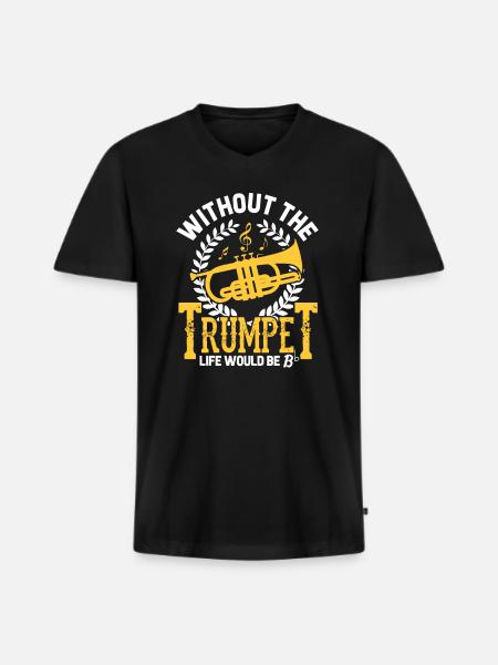 Trompette - T-shirt encolure en V Premium bio Homme - noir